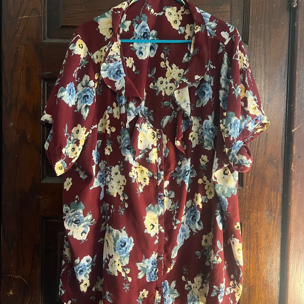 Floral Button-Up Blouse